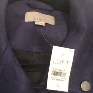 LOFT faux suede navy blue moto jacket